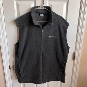 Columbia Fleece Vest Full Zip‎ Sleeveless Outdoor Casual Gray XL